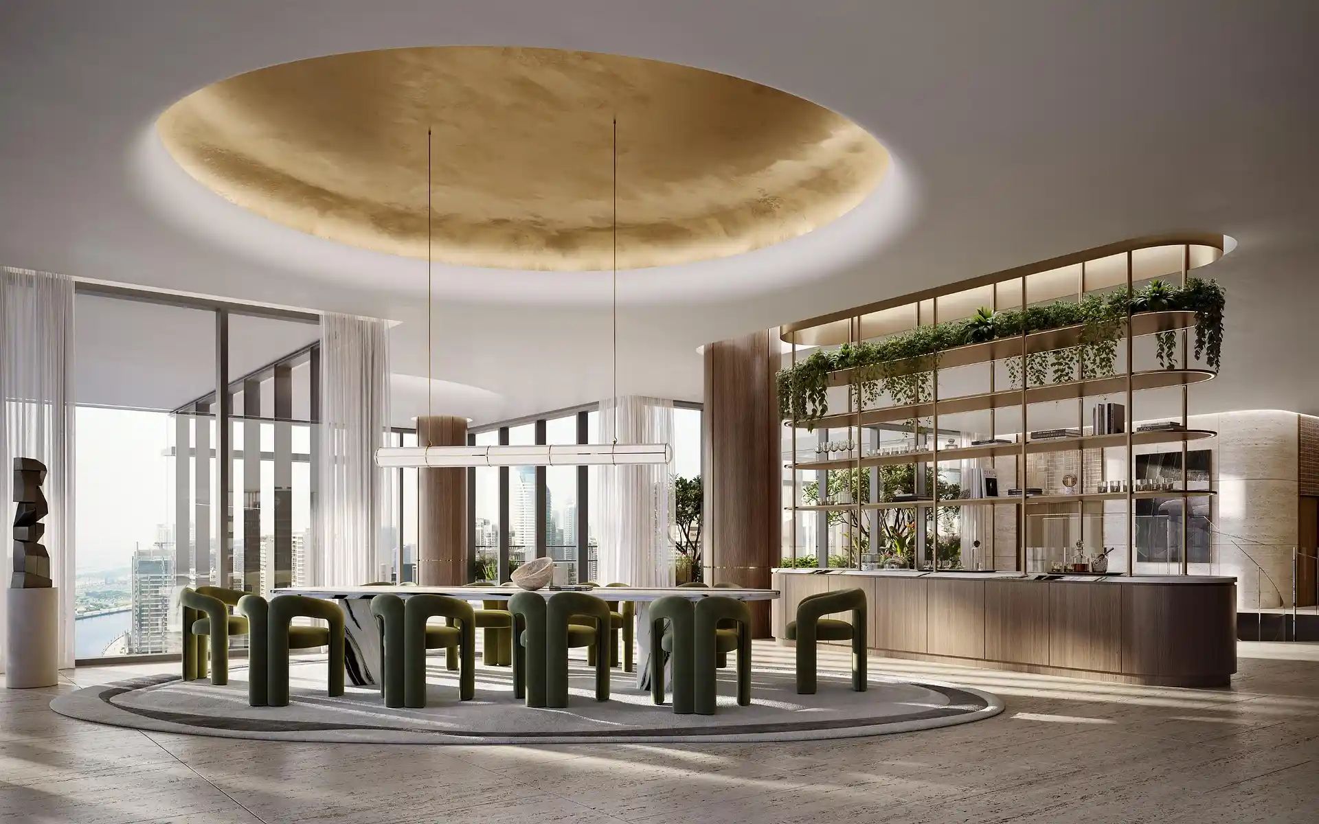 Residence lounge interior in a new Dubai development — developer render